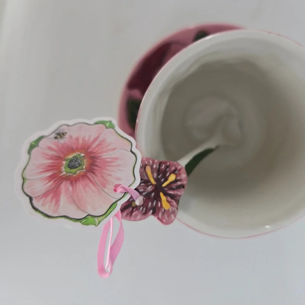 Blue Sky Clayworks Heather Goldminc Dragonfly Plum Iris Tea Cup NWT Set